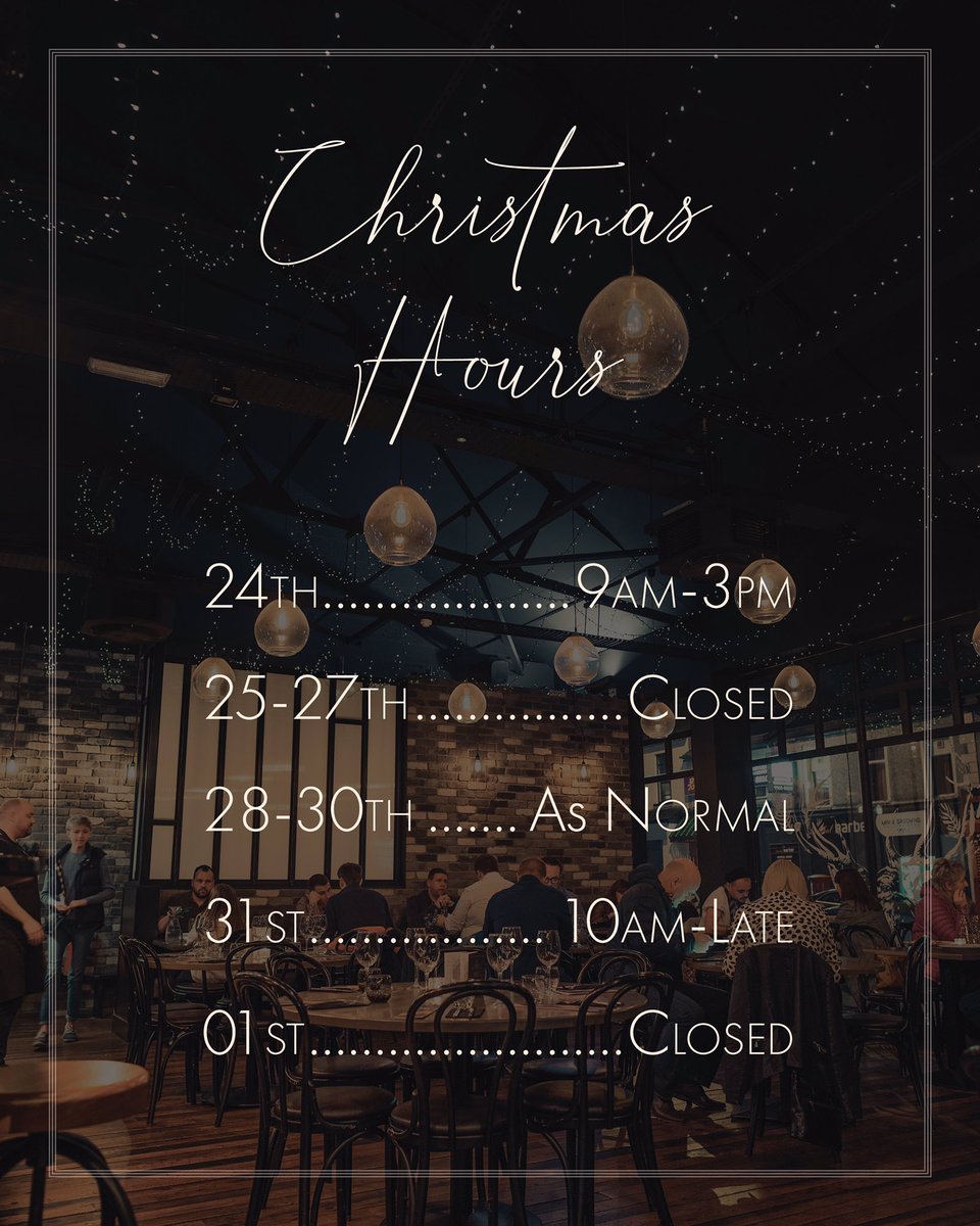 📅Just a little reminder to everyone of our opening hours over the festive period 🎅
