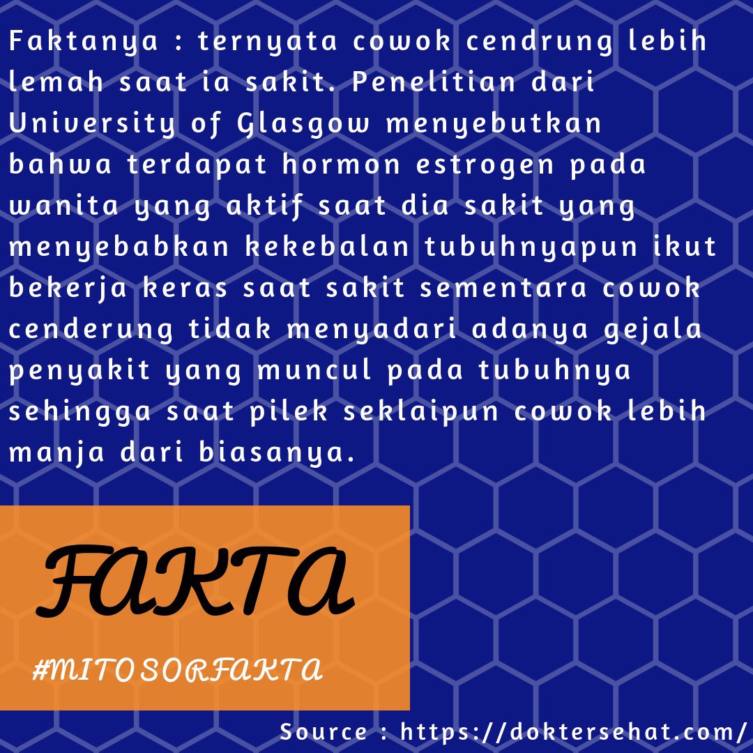 CureCare3's tweet photo. Cowok lebih butuh banyak dukungan ketika sakit dibanding wanita benarkah itu? 
Swipe =>>
-
-
-
-
-
#cureyouwithourcare #curecare #YoullBeBetter #youAlwaysMatter #affection #care #cure #love #mitos #fakta #mitosorfakta #love https://t.co/eazsPxAD9C