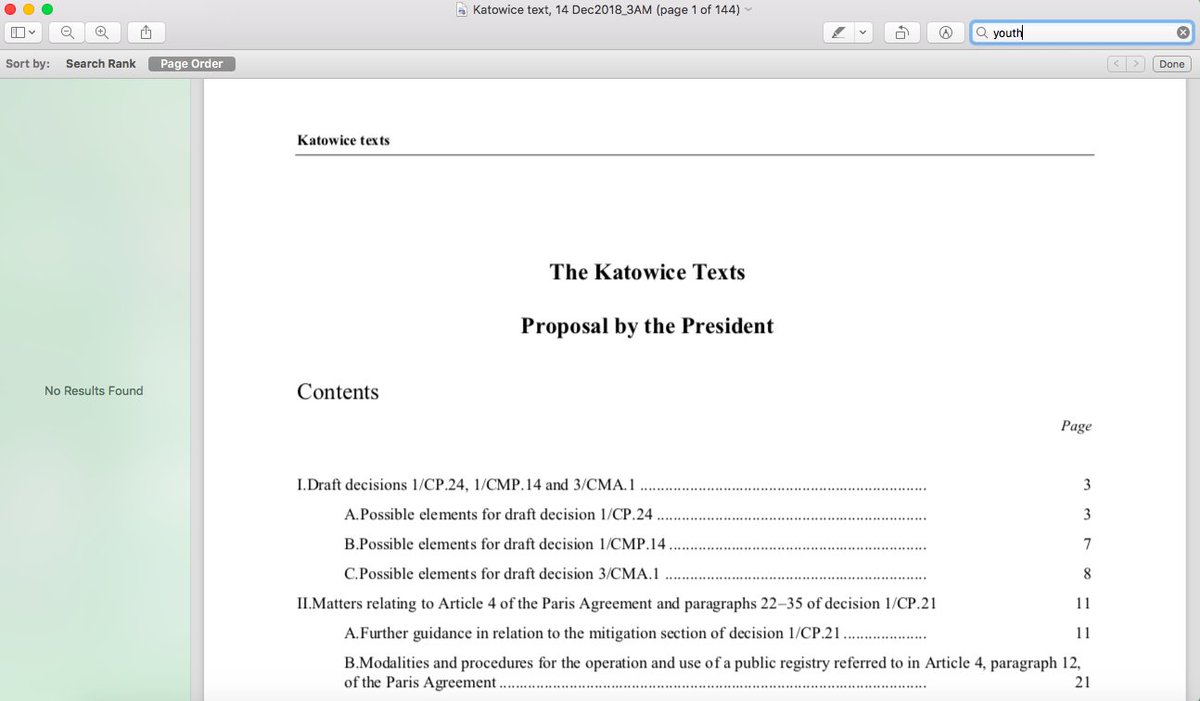 Chris_climate_'s tweet photo. New #Cop24 text by numbers: 

144 pages

- 0 #youth references
- 12 references to #Gender
- 4 references to #HumanRights 
- 0 references to #health
- 11 references to #equity
- 9 references to #ambition
- 2 references of #1.o5
- 10 references to #loss&amp;damage https://t.co/vqdU8Tkkyh