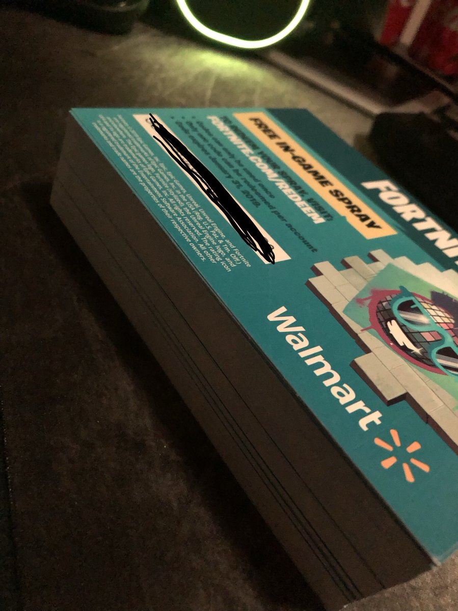 PolarsRage's tweet photo. Should be good on #walmartcodes for now😂 Fav/follow and @ me so I can DM you if you want some! #fortnite #season7 #boogiespray #walmartspray #giveaway #fortnitegiveaway https://t.co/vsjGsTFMEe