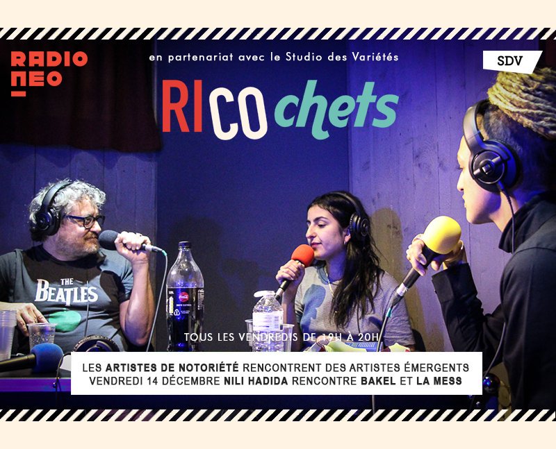 Radio_NEO's tweet photo. 🚨 RICOCHETS 🚨
Vendredi, c'est #Ricochets sur @Radio_NEO!
Aujourd'hui, @nilihadida de @LWATP rencontre #BAKEL et #LaMess.
Enregistré depuis le @studiodvarietes @basolivier
⏰19h-20h
📻 FM Paris 95.2, Toulouse 94.8, Bourges 100.0
💻 https://t.co/ZSEDyUQzo4
Photo ©️ Fany Mongodin https://t.co/brHeOjLAAK