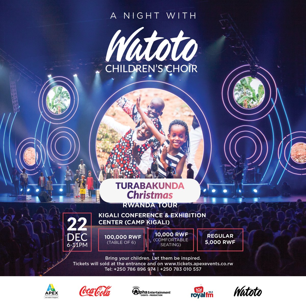 watotochurch's tweet photo. Hello family and friends, if you are in or travelling to Kigali this Christmas, catch the Watoto Children’s Choir LIVE in concert in a Christmas spectacular. 22nd December, 6pm – 11pm at Kigali Conference and Exhibition Center. It’s going to be EPIC. #MerryChristmas #YouMatter https://t.co/jGXSY5FO5a