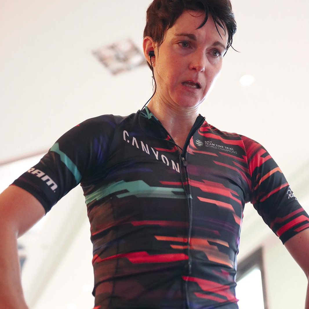 Double <a href="/GoZwift/">Zwift</a> Day feelings! 

Day 4 at #zawfinals2018 <a href="/WMNcycling/">CANYON//SRAM zondacrypto</a> week. Legs truly woken up with a morning Ramp Test &amp; to finish them off an afternoon Race ☺
Both fun &amp; painful in their own way!
<a href="/canyon_bikes/">Canyon Bicycles</a> <a href="/SRAMroad/">SRAM Road</a> <a href="/rapha/">Rapha</a> <a href="/oakley/">Oakley</a> <a href="/SOLESTAR_Insole/">SOLESTAR Insoles</a>
📸 @CorinneWalder