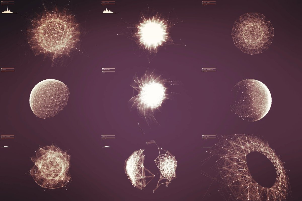 Audio reactive point/line/sphere studies ✏️
.
#generative #design #studies #geometric #points #lines #sphere #audioreactive