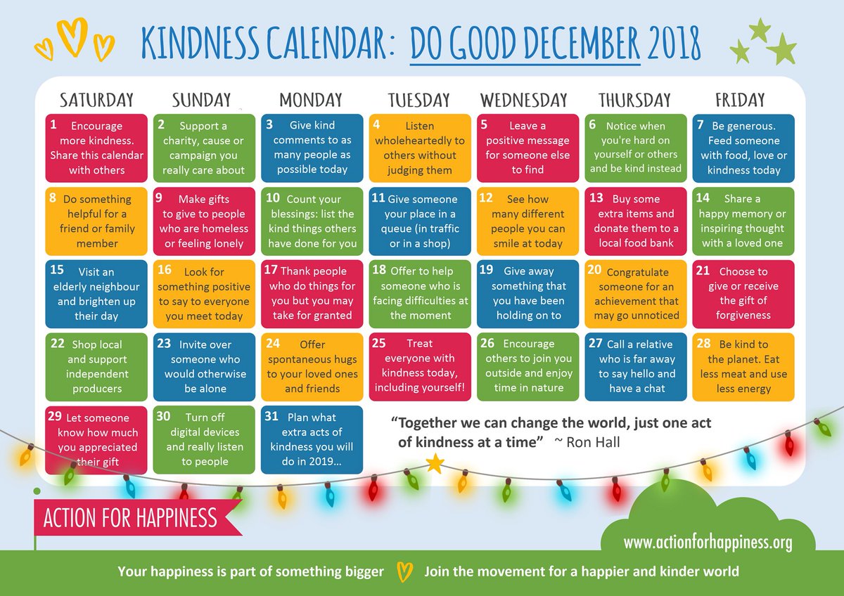 December Kindness - Day 14: Share a happy memory or inspiring thought with a loved one actionforhappiness.org/do-good-decemb… #DoGoodDecember