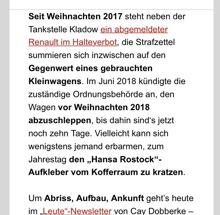 NIEMALS! <a href="/LorenzMaroldt/">Lorenz Maroldt</a> <a href="/Tagesspiegel/">Tagesspiegel</a> <a href="/HansaRostock/">F.C. Hansa Rostock</a>