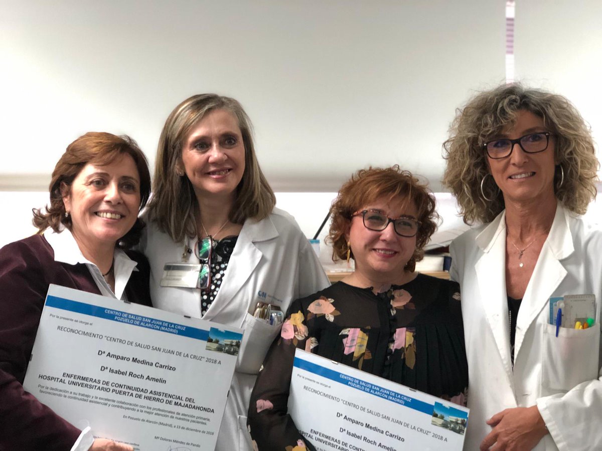Magmateos's tweet photo. El Centro de Salud Pozuelo San Juan reconoce el trabajo de las #enfermerascontinuidad del hospital #puertadehierro poniendo al paciente en el centro del #sistemasanitario #continuidadasistencial @pmaese @PilarMestreOr @martascelaya @csaludsanjuan @futicool @montse_pas https://t.co/pBtsIrS0wP