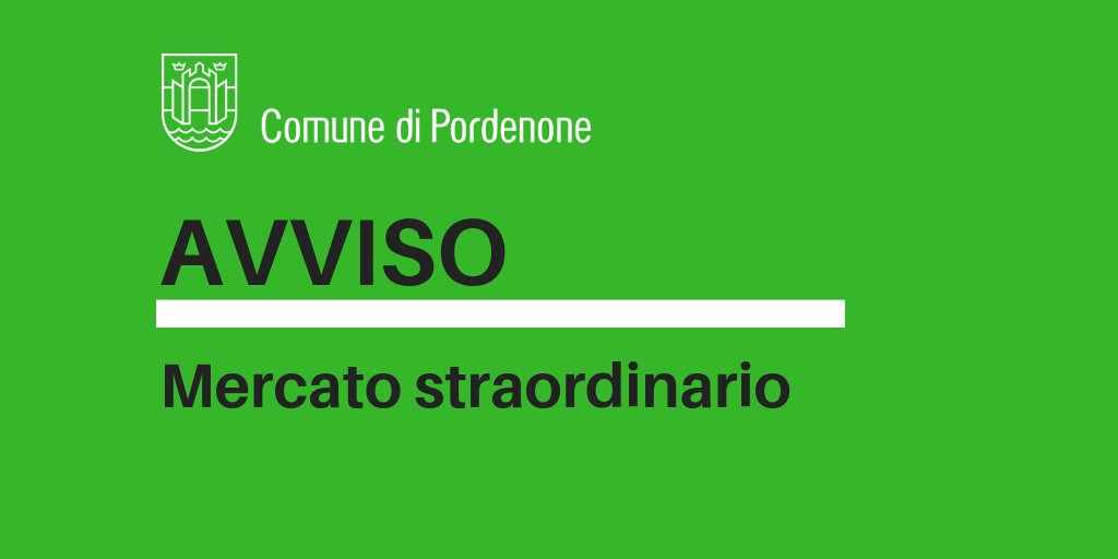 comunepordenone's tweet photo. DOMENICA 16/12 MERCATO CITTADINO FINO ALLE 19 
#AvvisoPN #Pordenone https://t.co/3wfQaupmrD
