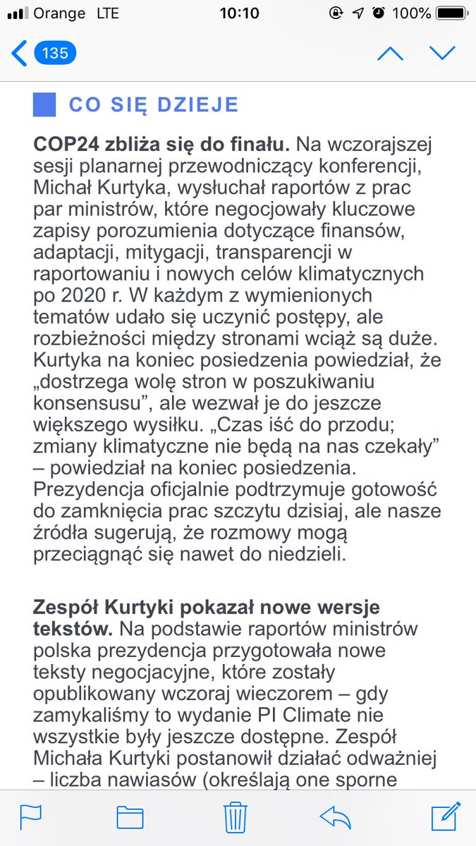 Robert Tomaszewski (@robertomasz) on Twitter photo Final COP24 tuż tuż. Prezydencja postanowiła zaryzykować odważniejsze zmiany w txt negocjacyjnych. Dzisiejszy <a href="/PIClimate/">PI Climate</a> mocno sie poleca. Final COP24 tuż tuż. Prezydencja postanowiła zaryzykować odważniejsze zmiany w txt negocjacyjnych. Dzisiejszy <a href="/PIClimate/">PI Climate</a> mocno sie poleca.
