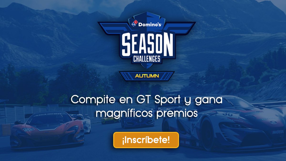¡Demuestra que eres el mejor piloto de #GranTurismoSport y gana premios de @PlayStationES y @DominosGaming jugando en #PS4! 🏁🍕🎮 Participa este fin de semana en el #DominosAutumnChallenge de @LigaOficialPS 👉 http://bit.ly/DominosAutumnPSLiga …