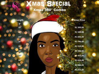 WeavesrusZA's tweet photo. Ladies ladies ladies. That greater time of year has arrived, yes Ke'Xmas and we have beautiful deals for you as usual. 
We keep them prices 🔥🛒🔥🛒😘
#xmasspecial #weavesrus #weavessociety #GirlsTalkZA https://t.co/EzChxWTAip