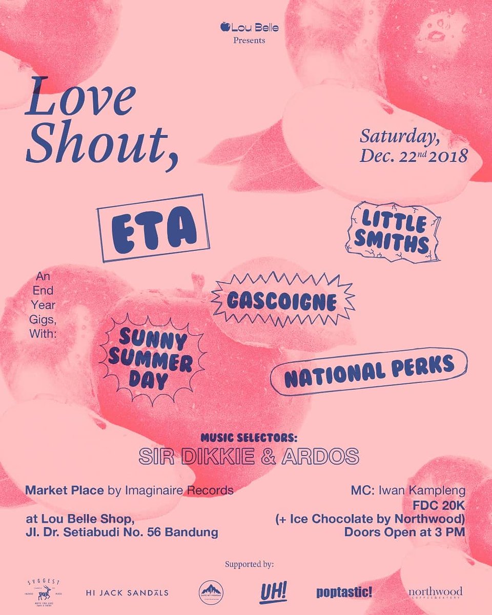Our next event!

LOVE SHOUT On Saturday, December 22nd 2018 at <a href="/loubelleshop/">loubelleshop_</a>
FDC only 20k (including ice chocolate from @northwoodbdg) doors opens at 3Pm. See you! 
#LoveShoutLoubelle #etabandbandung