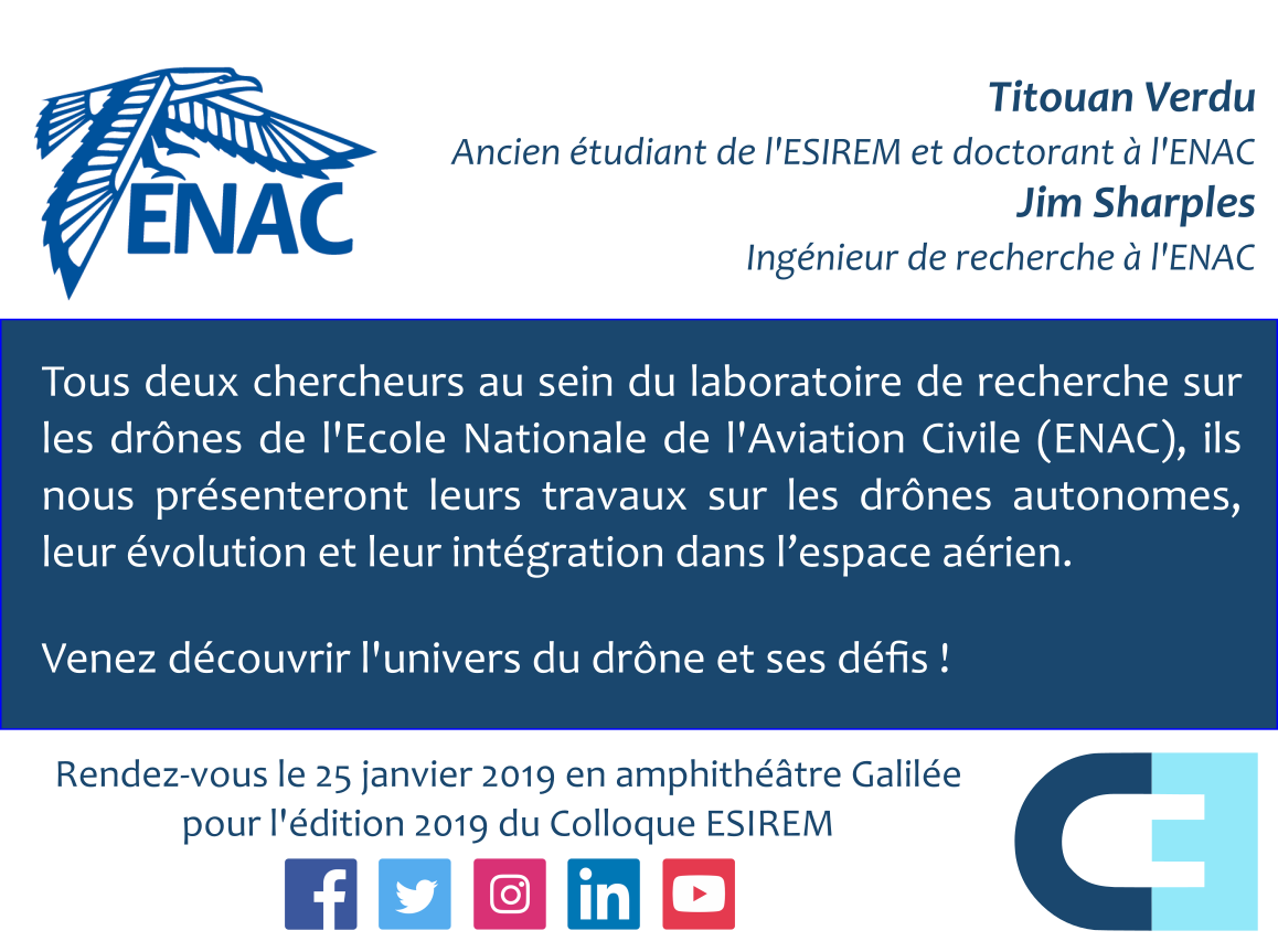 EsiremDijon's tweet image. [@ColloqueESIREM] 📢Chaque semaine, on vous dévoile un intervenant pour cette journée dédiée à l'#innovation "Les véhicules et transports du futur". Le premier  intervenant est un ancien de l'école👏 Merci à @enacfrance École Nationale de l'Aviation Civile @univbourgogne