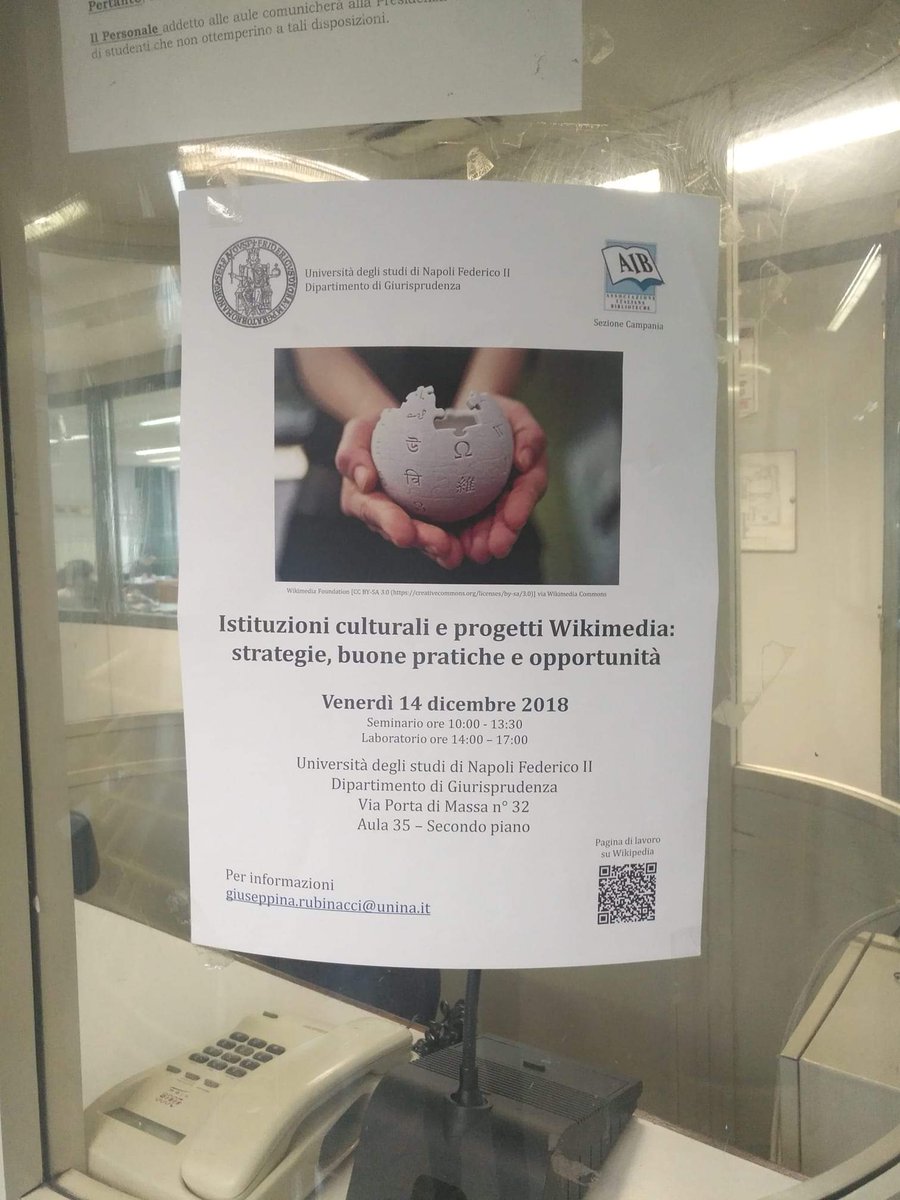 catalaniluigi's tweet photo. Il Dipartimento di Giurisprudenza dell'@UninaIT ospita oggi la giornata organizzata dalla Sezione Campana dell'@AIB_it sul tema "Istituzioni culturali e progetti #Wikimedia: strategie, buone pratiche e opportunità". https://t.co/vyqzGuF95W