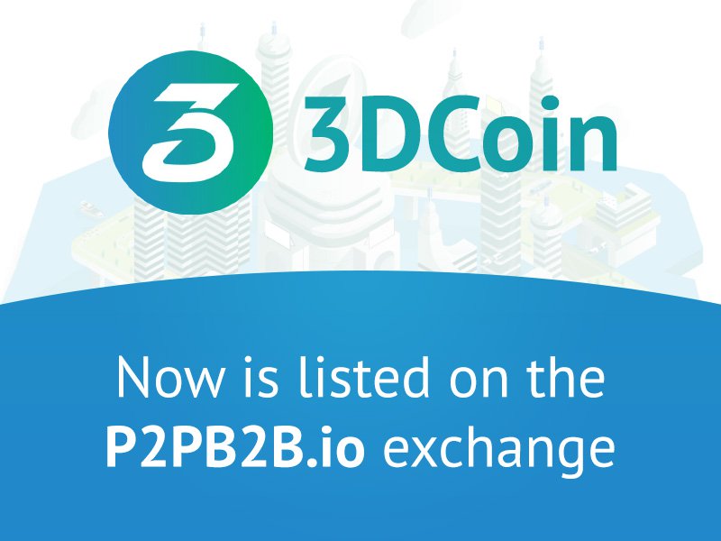 TheBitcoinNews's tweet image. 3DCoin is now listed on the p2pb2b exchange - bit.ly/2PApzpa
 #bitcoin #btc #bitcoinnews #cryptocurrency #blockchain #cryptocurrencynews
