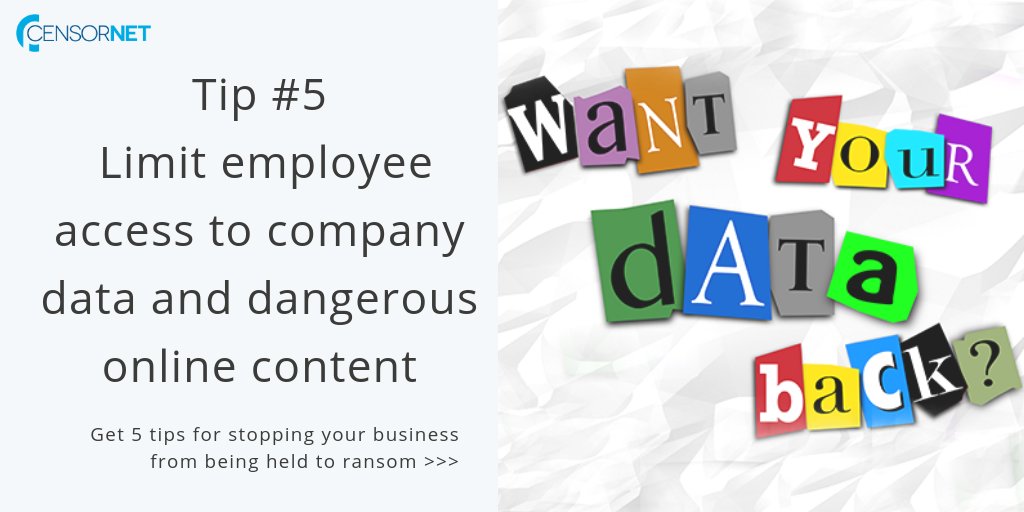 trustlayer_ltd's tweet photo. Don’t get held to ransom. Follow these #5tips : #Tip5 Limit employee access to company data and dangerous online content. https://t.co/oe1pnAHW8o #RansomwareTips
#ITbestpractice #BizTips #CyberSecurity #InfoSec #Ransomware https://t.co/zIu6841nLh