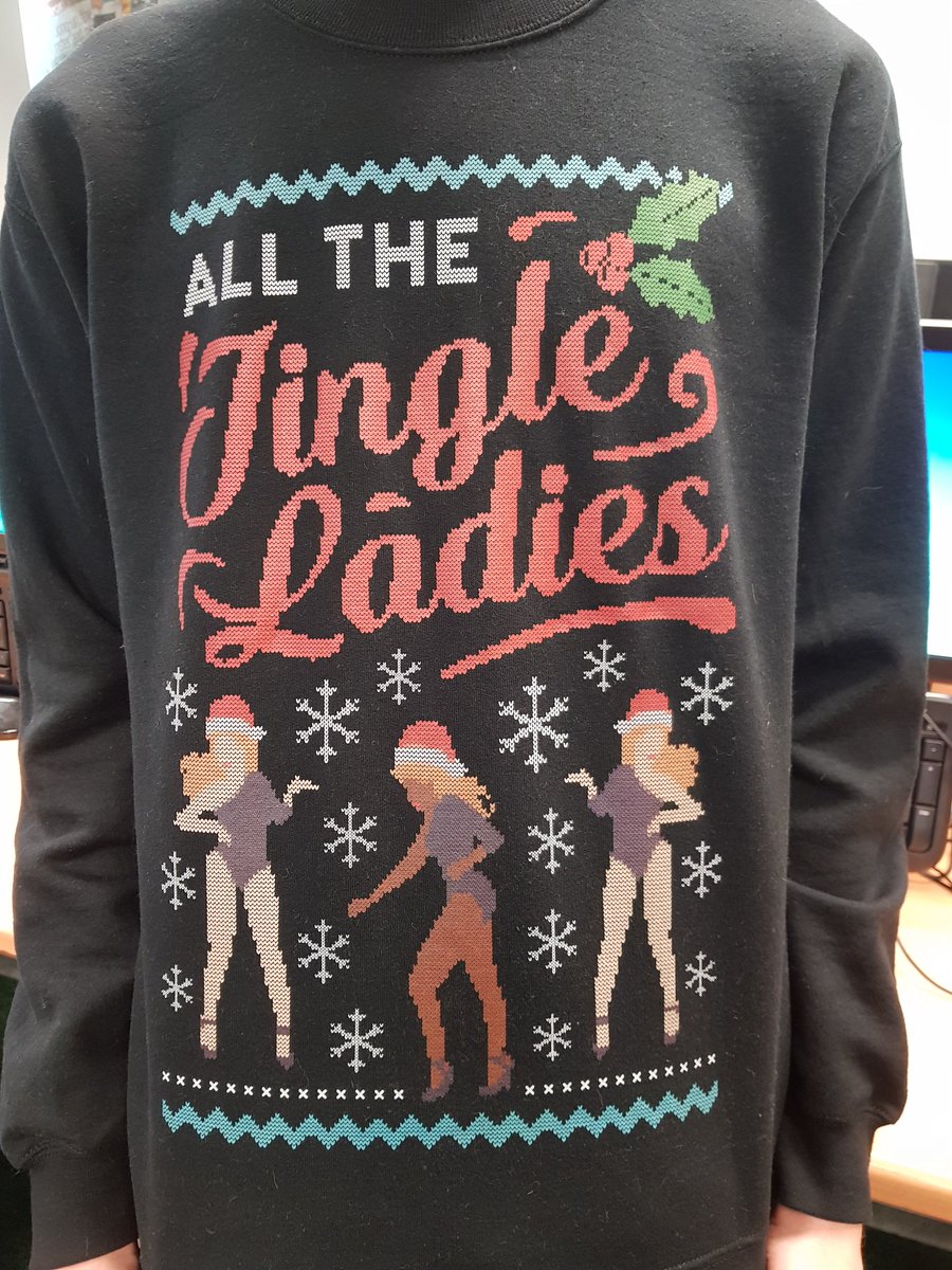 MissDonovanSOU's tweet photo. It's Christmas Jumper Day at S.C - students, can you apply media theories to this jumper? Chocolate for the best! #mediastudies #beyonce #iwokeuplikethis #revision https://t.co/pP5pzvU3Lu