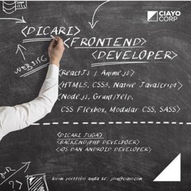 dittameliaa's tweet image. Halo, ada info lowongan pekerjaan untuk:
1. Desainer grafis
2. Socmed officer
3. Front end developer
4. Backend developer
5. iOs & Android developer
Kantornya di Jakarta Utara 😆
Bisa mengirimkan cv, portfolio dan lamaran ke join(at)ciayo(dot)com