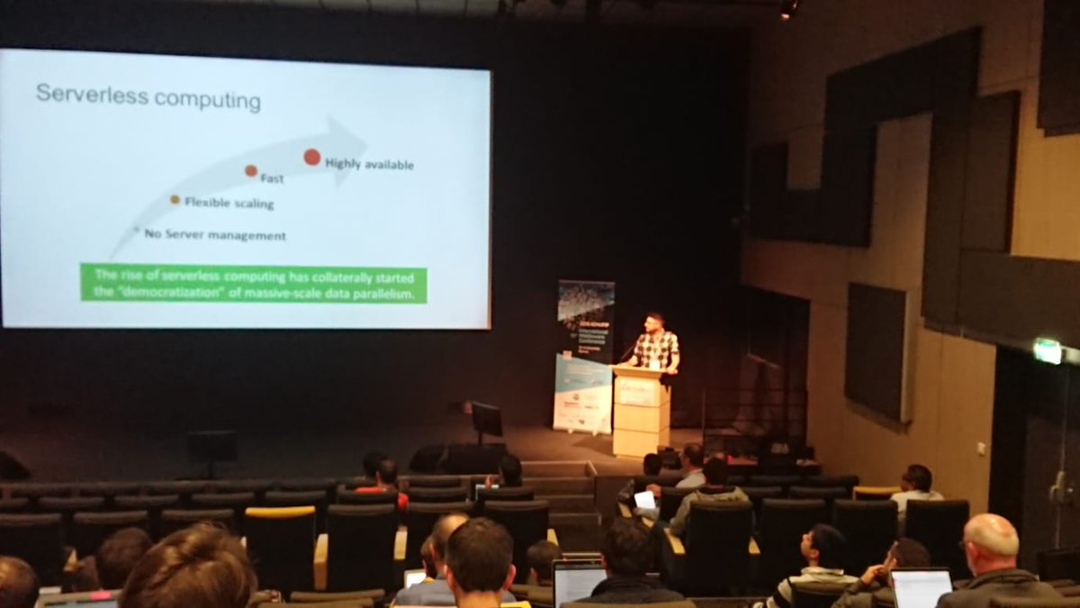 Josep Sampé presented the paper "Serverless Data Analytics in the IBM Cloud" in #Middleware2018 industry track. #serverless #DataAnalytics #ibmcloud #urv