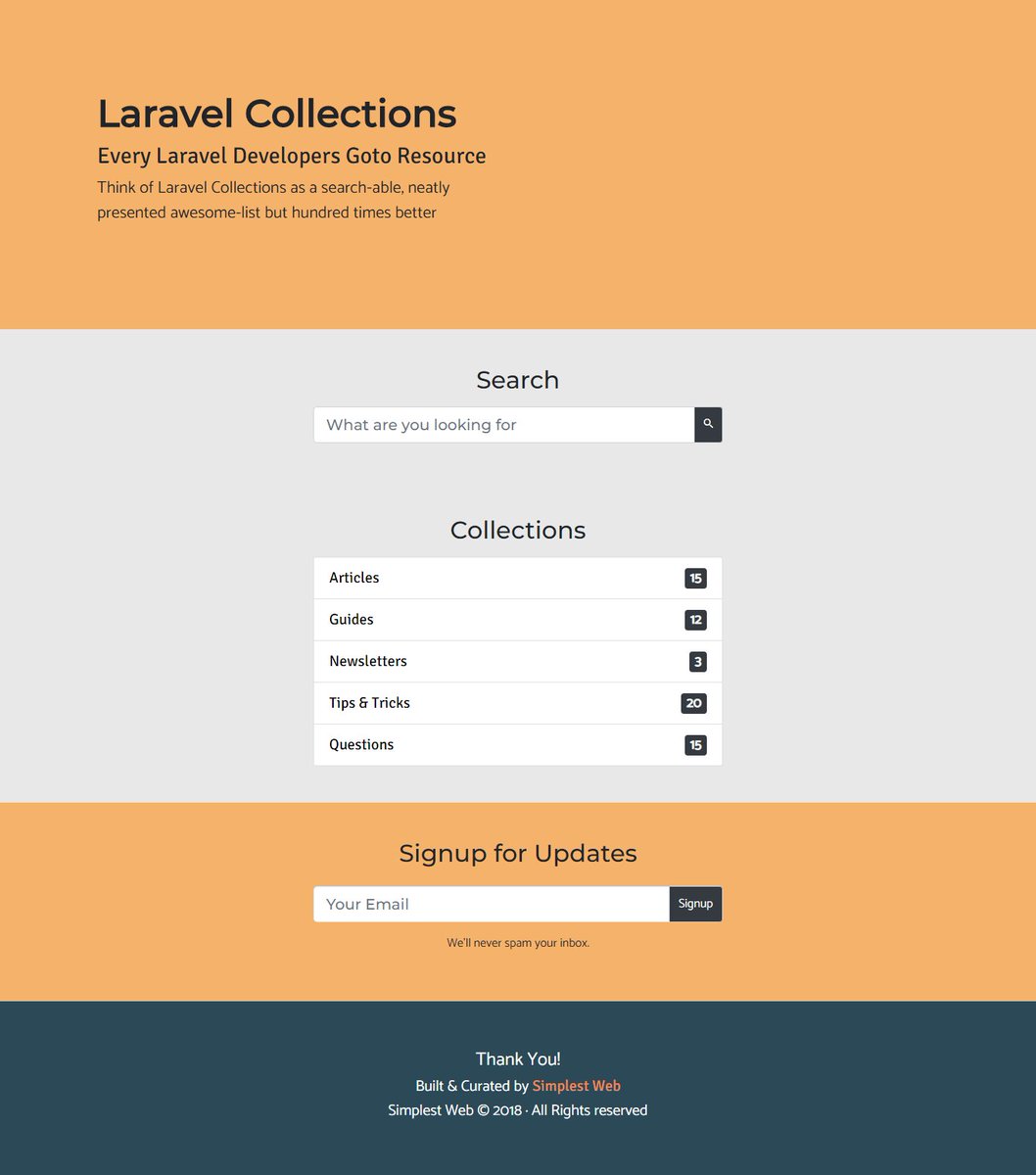 skadimoolam's tweet image. Had sometime to work on #laravelcollections
Worked on the new homepage, let me know what you think.
More info about the project at laravelcollections.com
#laravel @laravelmade @MadeWithLaravel @DailyLaravel @LaravelLinks @laravelphp