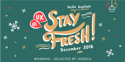 OABDAG's tweet photo. STAY FRESH December 2018 by @JessLegrais.
Veille #Digital #DesignSystems #UX #UI #Design #Xmas #2019
Voici notre veille digitale de décembre 🎄❄️🎊
Merci @InVisionApp @jadlimcaco @uxplanet @esanueugen @uxdesigncc @rewiredigital @fabriciot @caioab @Medium
https://t.co/txfDnaWr5f https://t.co/JFu8uiPecD