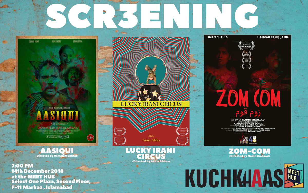 #ItsToday

We're #Screening 3 short films - by some of the best #ISBFilmMakers at #MeetHub in F-11.  Screening starts at 7PM and the event is #FREE and open to public!!!! 

#SeeYouThere #Screening #ShortFilms #FilmMakers #Islamabad #KuchKhaas