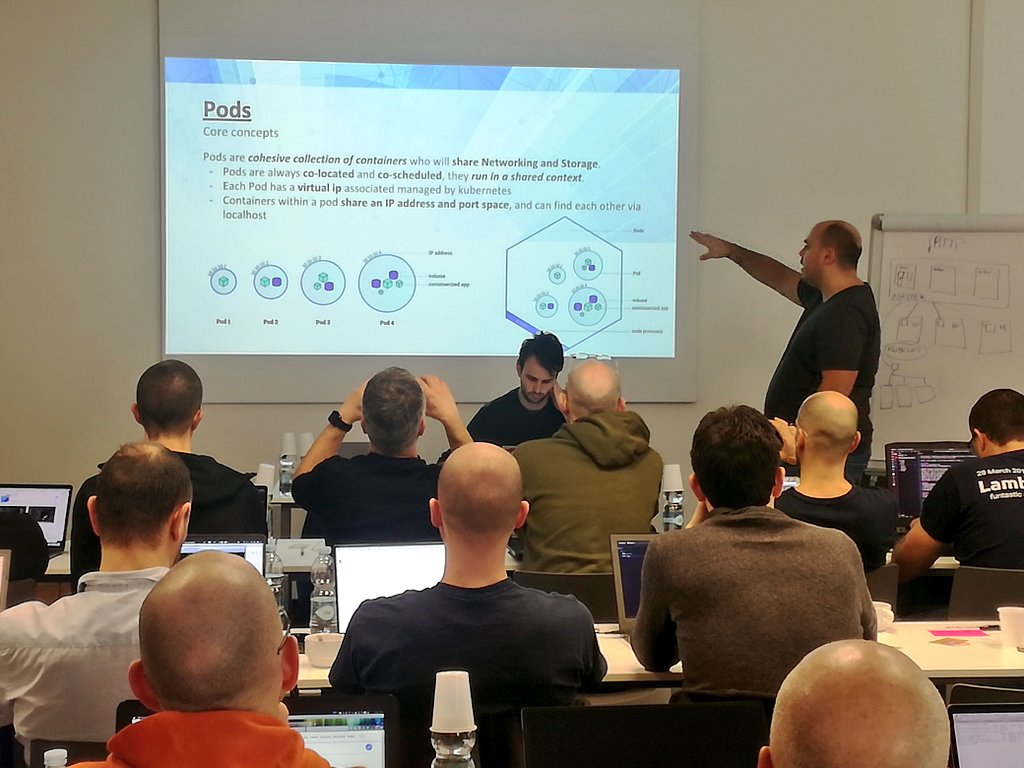 avanscoperta's tweet image. What is a POD? 💬
Second day workshop with @jnardiello talking about #DockerContainers and #Kubernetes.
What is your own definition of PODS? Let us know! 📝
#wearelearners 
cc @sighup_ @Phisc0 @paololaurenti @codiceplastico @Spindox_It @GSiciliano79