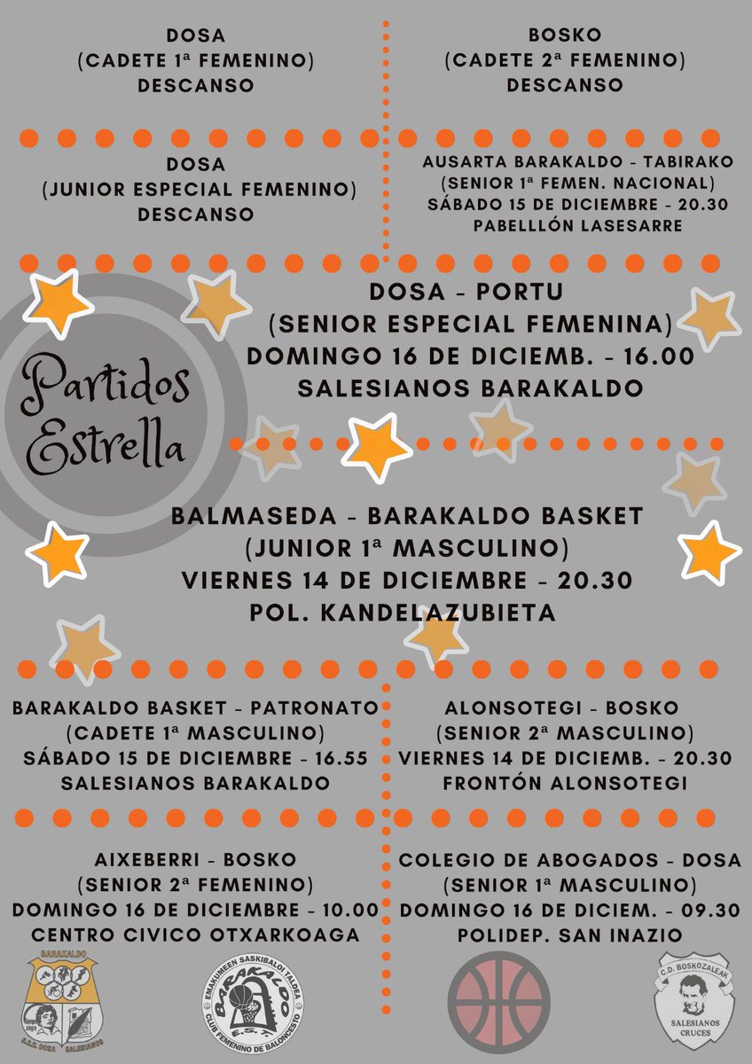 No te pierdas ningún partido de nuestros equipos 🏀
#barakaldobasket
#elcaminodeunsueño🏀