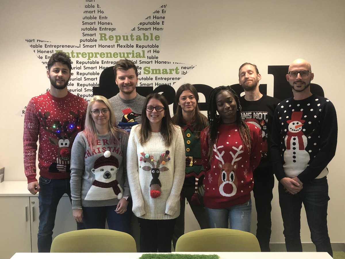 First4Insurance's tweet photo. Christmas jumpers in the office today! https://t.co/C1YOXCQIg9