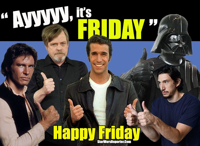 FandomBlast's tweet photo. "Ayyyyyyy! It's FRIDAY!" - #HappyFriday (We're assuming that people will know who that guy in the middle is, or this joke won't work...) 😕 #OldManHumor #Fonzie
@HamillHimself https://t.co/UrCrvuxnMZ