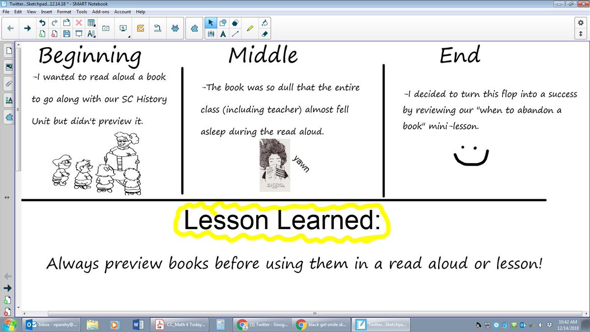 Day 10: Teaching F.A.I.L.  1) I didn't preview a book  2) Teacher and class almost fell asleep  3) This was a good reminder to always preview books 
* Turned lesson into a success by reviewing "when to abandon a book" 😀#FMSD12Days
