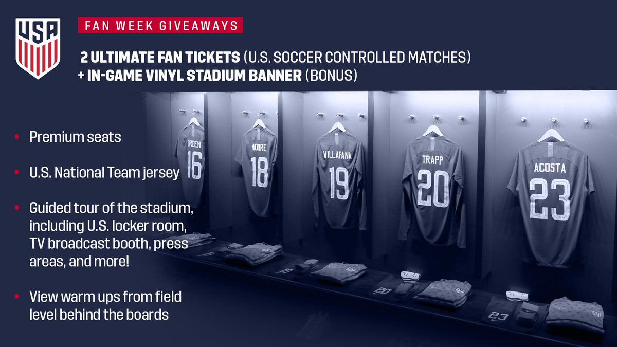 USMNT's tweet image. Saved the best 🎁 for last! Retweet for a chance to win a pair of ultimate fan tickets to any 2019 friendly.

#FanWeek2018 rules » ussoc.cr/twrules