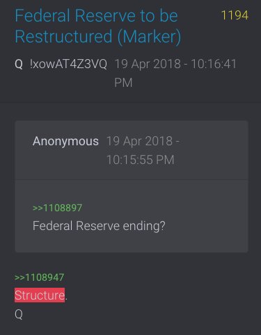 Is Q522 targeting the structure of the FED RESERVE?Q2575 The plan to have the FED raise rates [steep incline beginning Mar 2019] in an effort to 'kill' the economy prior to 2020 P_elec is known and planned for.Structure change coming?Q1194 Structure @POTUS  #QArmy  #Payseurs  #Q