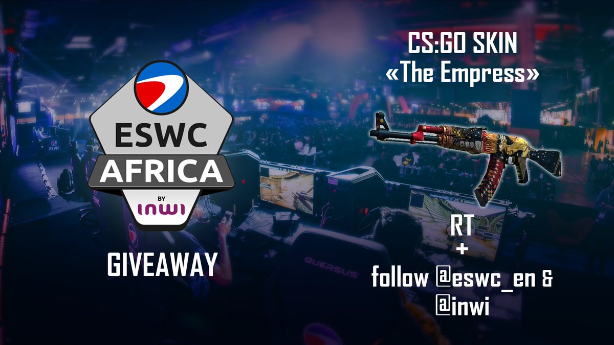 eswc_en's tweet photo. 📢 GIVEAWAY 📢

To celebrate our #ESWCAfrica by @inwi CS:GO tournament, we want to make an early Christmas for one of you ! 🎉

✨ CS;GO skin "The Empress" to win

🎲 To participate
➡ RT this tweet
➡ Follow @eswc_en &amp; @inwi

Results : Sunday 16 december during the final ! https://t.co/KExaTJ6VXp