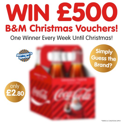 bmstores's tweet photo. 🎉B&amp;M's BIG #Christmas COMPETITION🎉

We're giving away the FIFTH of £500 worth of B&amp;M Christmas Shopping Vouchers🎅!

For your chance to #WIN, simply FOLLOW us, RT &amp; COMMENT WHICH brand we've blurred out!

Comp ends 9am 21/12/18 https://t.co/kFAqqL8sjh