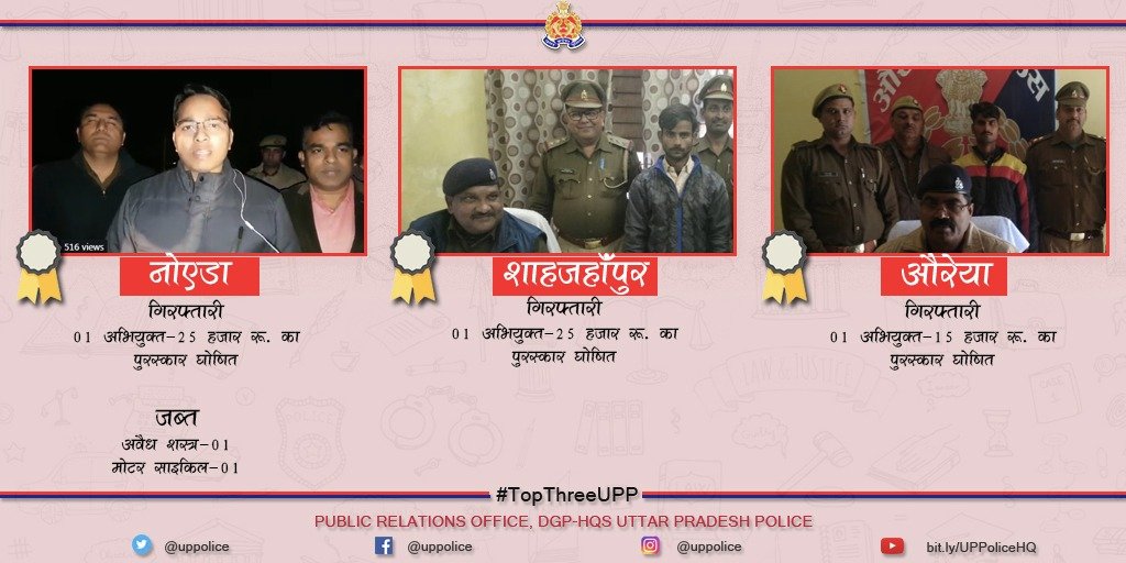 We congratulate <a href="/noidapolice/">POLICE COMMISSIONERATE GAUTAM BUDDH NAGAR</a> , <a href="/shahjahanpurpol/">SHAHJAHANPUR POLICE</a> and <a href="/auraiyapolice/">Auraiya Police</a> for making it in the top three good works of the day selected by #DGPUP #GoodWorkUPP #TopThreeUPP