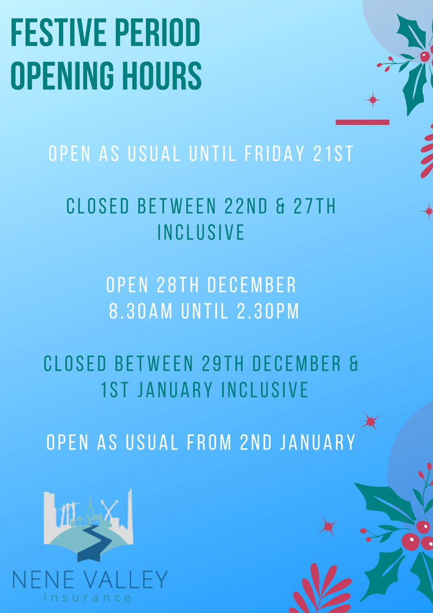 ValleyNene's tweet photo. Please find confirmation of our opening hours , if you need to make an adjustment to your policy please ensure you are aware of when we are available during the Christmas and New Year Period.

Paul and the NVIP teams wish you all a very Merry Christmas !! https://t.co/1kcfovhocE
