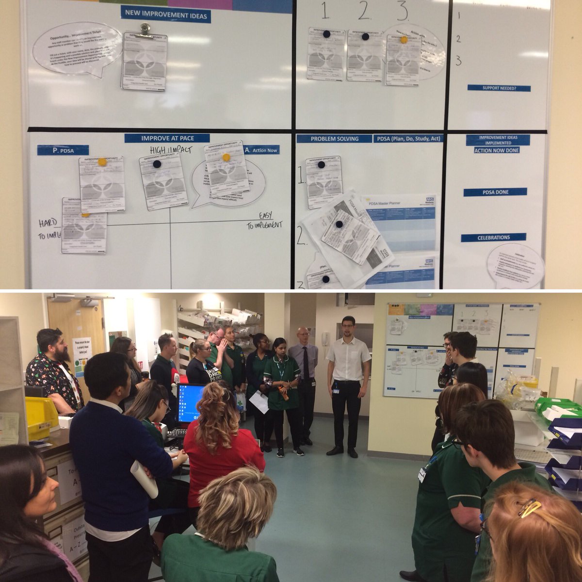 Congratulations Pharmacy dispensary and distribution team <a href="/Medway_NHS_FT/">Medway NHS Foundation Trust</a> today who completed their 2nd Improvement huddle. Making continuous improvement a part of business as usual. Already they’re working on 6 Improvements with more in the pipeline 👊