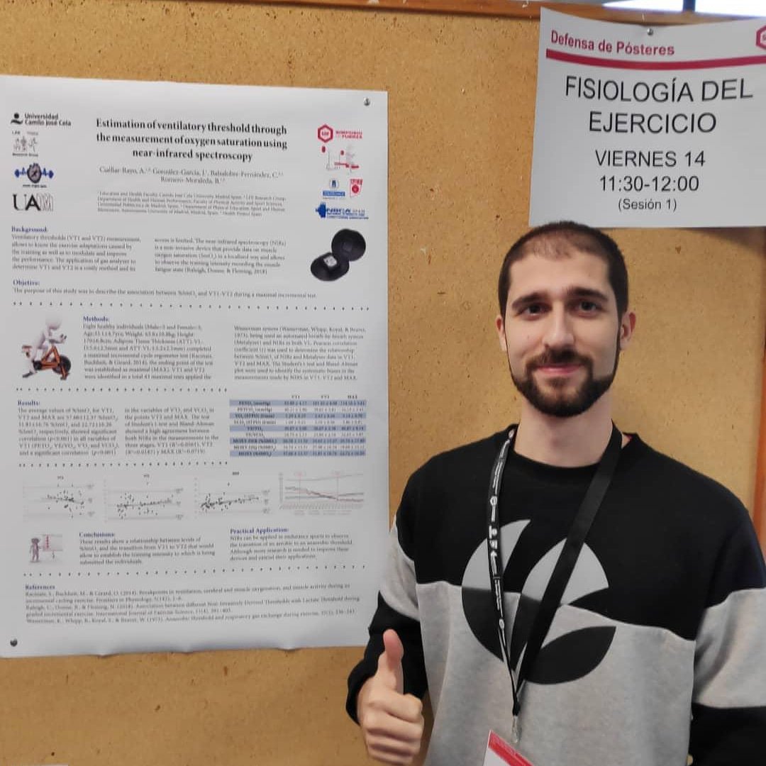 HealthPrSp's tweet photo. Primera presentación realizada, un placer haber podido desarrollar este trabajo junto a @jaime33gonzalez @BlancaRomeroM y @cbalsalobre sobre determinación de Umbrales Ventilatorios a través de NIRS (@MoxyMonitor) y agradecer presentarlo al @SimposioFuerza 
#SDFXI #sdf18 https://t.co/Rtz3Eio993