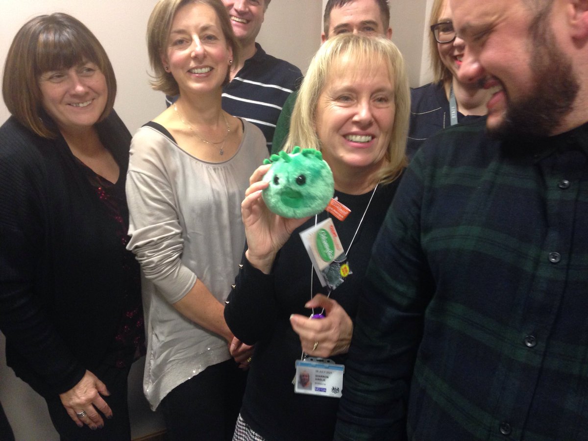 Saying goodbye to the lovely Sharron Ainsley, who retires today from her work in sexual health. We've given her a little something to remember us. Guess the virus #Fridayquiz #ProtectAgainstSTIs