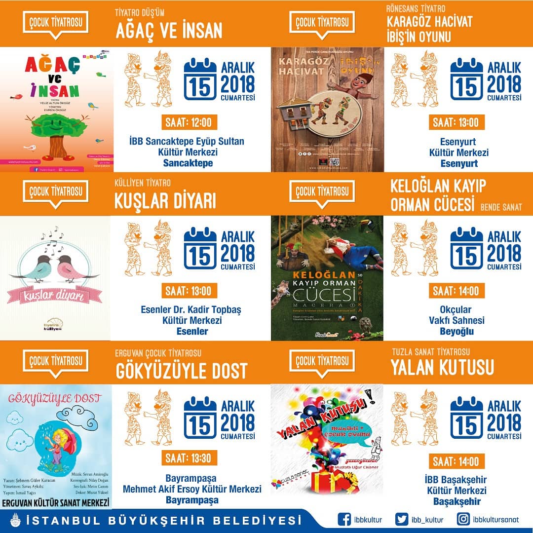 Hafta sonu çocuk oyunları ile minikleri tiyatro ile buluşturmaya devam ediyoruz.
#ibbkültürsanat 

#DreamTeamAcademy #TiyatroMinerva
#BüyümeyenÇocukTiyatrosu
#GözderTiyatro #ÜstünSanatTiyatrosu 
#ŞekerŞerbetÇocukTiyatrosu #TiyatroDüşüm #ErguvanÇocukTiyatrosu 
#TuzlaSanatTiyatrosu