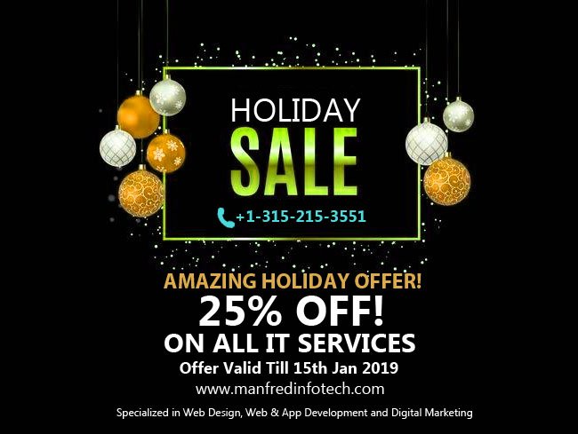 Manfred Infotech (@manfredinfotech) on Twitter photo Wish you a very #happyChristmas and #NewYear. #HappyHoliday Offer! Save 25% on all services including #WebDesign, Web and #AppDevelopment, #SEO, #SMO and Content. Starting from only $7 per hour! Call us: +1-315-215-3551 bit.ly/2rGrfnL | Email: support@manfredinfotech.com Wish you a very #happyChristmas and #NewYear. #HappyHoliday Offer! Save 25% on all services including #WebDesign, Web and #AppDevelopment, #SEO, #SMO and Content. Starting from only $7 per hour! Call us: +1-315-215-3551 bit.ly/2rGrfnL | Email: support@manfredinfotech.com