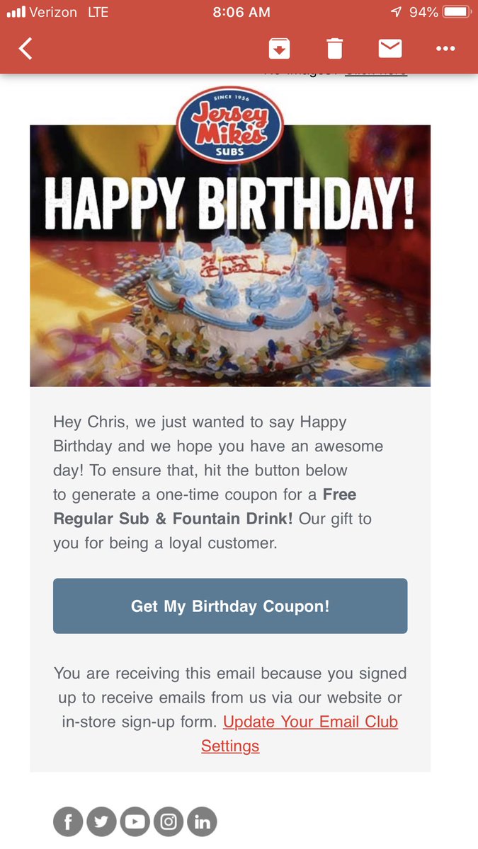 jersey mike's birthday special