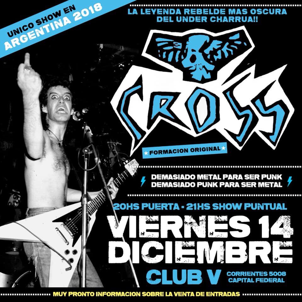 ClubVBar's tweet image. Demasiado metal para ser punk, demasiado punk para ser metal. Demasiado exagerado como todo uruguayo y así lo festejamos. Es Cross, la leyenda rebelde más oscura del under charrúa, hoy a las 20hs en Club V.