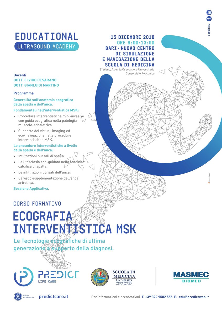 Masmec S.p.A. - Biomed division (@masmecbiomed) on Twitter photo Appuntamento domani per il corso di #ecografia interventistica msk con <a href="/PredictBari/">Predict Healthcare</a> presso la Scuola di Medicina di Bari Appuntamento domani per il corso di #ecografia interventistica msk con <a href="/PredictBari/">Predict Healthcare</a> presso la Scuola di Medicina di Bari