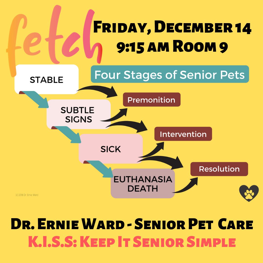 DrErnieWard's tweet image. Good morning @fetchdvm360 in San Diego! I&apos;ll be giving a special Senior Pet Care session at 9:15 a.m. Room 9 today! Stop by if you&apos;re in town for #fetchdvm360