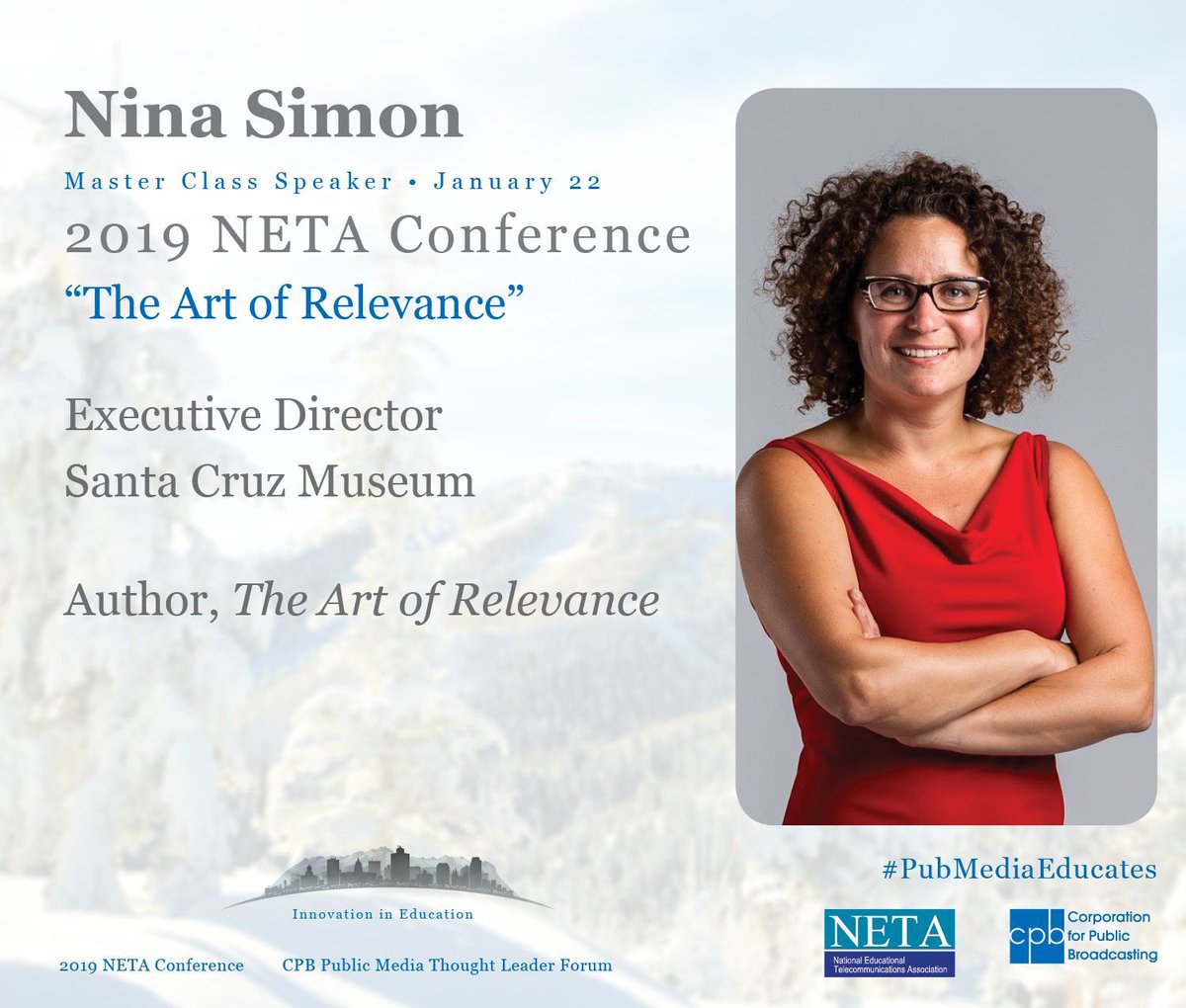 Corporation for Public Broadcasting (@cpbmedia) on Twitter photo Join your #pubmedia colleagues for an inspiring master class about innovative ways to engage new members w/ <a href="/ninaksimon/">Nina Simon</a> author of “The Art of Relevance.” Register for the CPB Public Media Thought Leader Forum at the 2019 NETA conference #PubMediaEducates buff.ly/2Evp6DJ Join your #pubmedia colleagues for an inspiring master class about innovative ways to engage new members w/ <a href="/ninaksimon/">Nina Simon</a> author of “The Art of Relevance.” Register for the CPB Public Media Thought Leader Forum at the 2019 NETA conference #PubMediaEducates buff.ly/2Evp6DJ