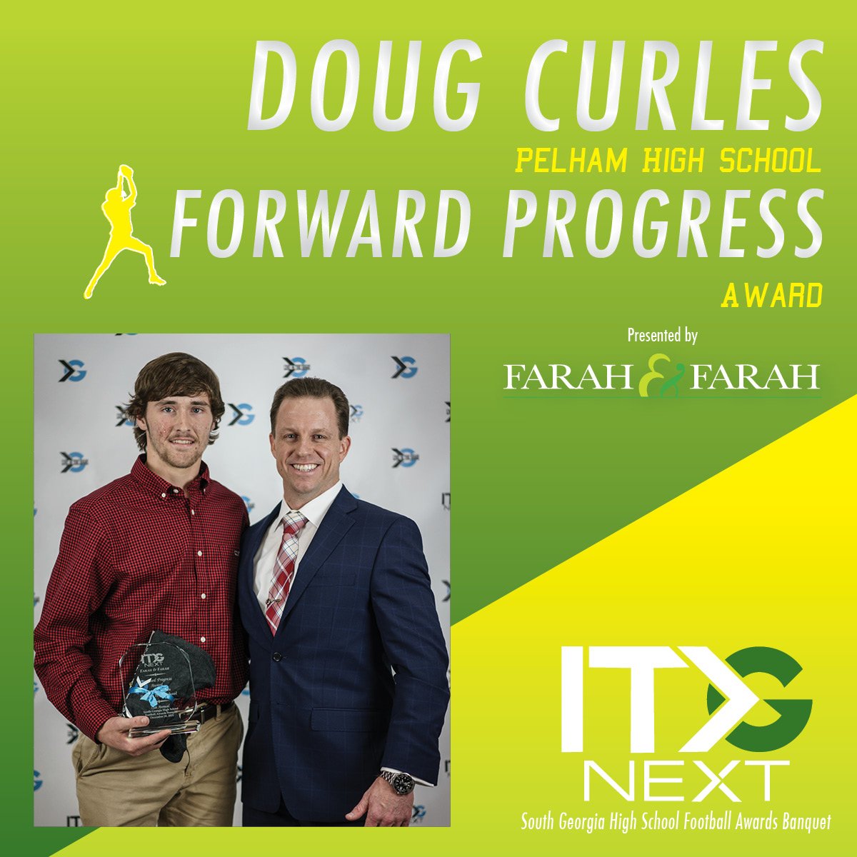 itgnext's tweet photo. Congratulations to our 2018 Forward Progress Award winner! #LiveInTheGame #ITGNext @PelhamHigh @farahandfarah https://t.co/oZLnoWsSPV