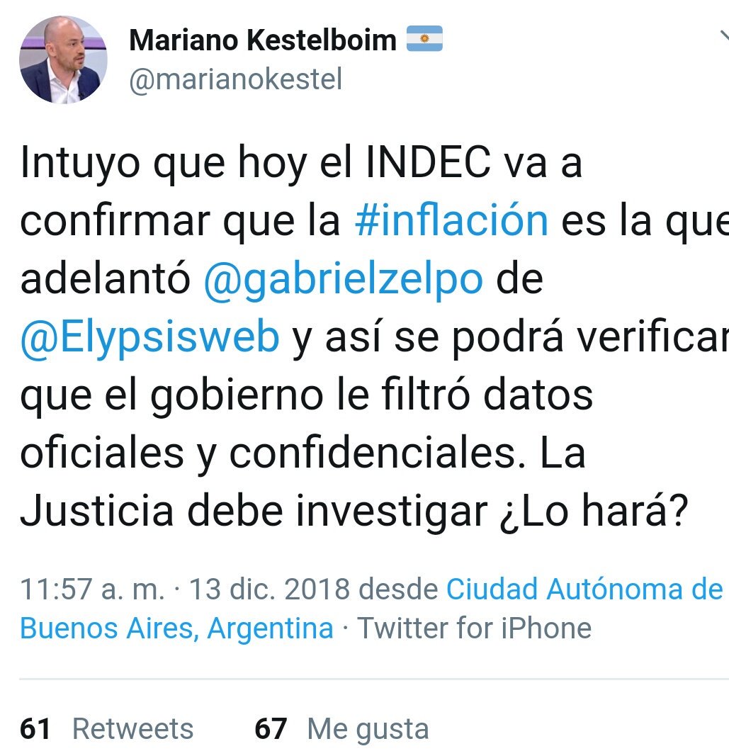 EconomistaBRC's tweet photo. Kestelboim, el que festejaba al criminal que destrozó el Indec, acusa a Cambiemos de filtrar información a consultoras, y por supuesto es mentira. El kirchnerismo no se explica sin estos pseudointelectuales que alimentaban el relato. Prohibido olvidar y tomarlos en serio ahora. https://t.co/o0buu9Q7lP