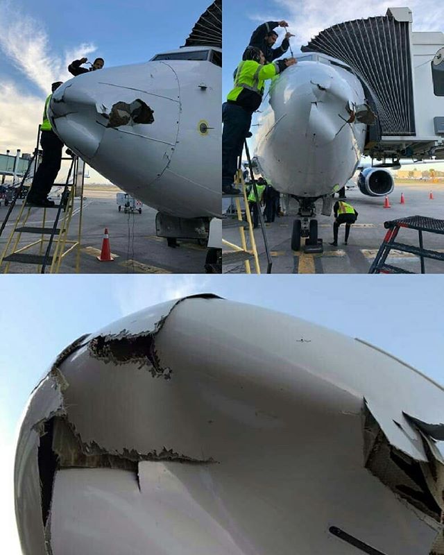 ATSBUpdates's tweet image. Aeromexico B737-800 XA-ADV allegedly collided with a drone early yesterday morning while on approach to RW09 at Tijuana .. #flight #aviation #flightsafety #boeing #boeing737 #aeromexico